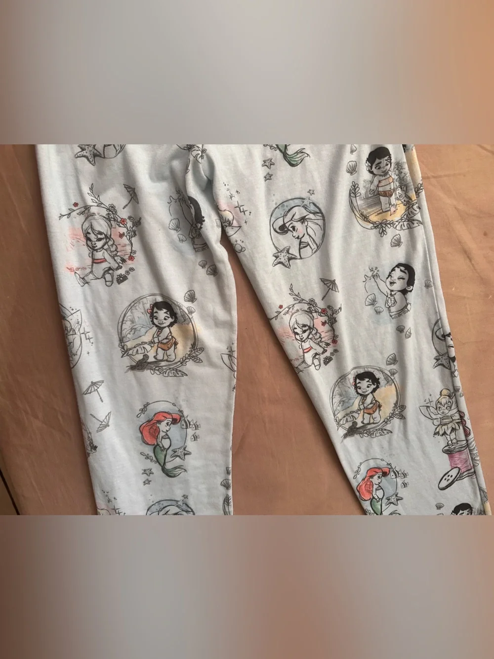 Disney Character Print Light Blue Pajama Pants - Disney Princesses as Babies